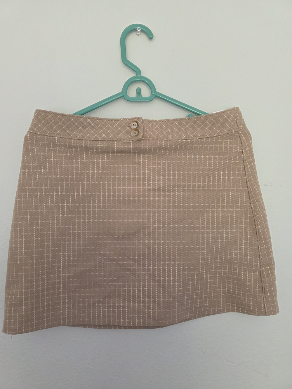 Express Beige Checkered Mini Skirt